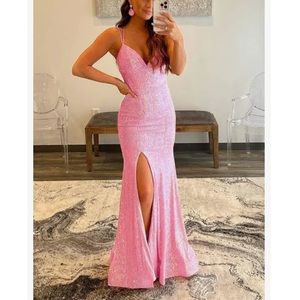 Pink Sequins Mermaid Prom Dress